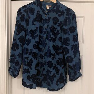 Anthropologie Blue Floral Blouse, size S